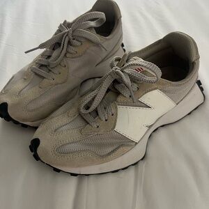 New Balance Beige and White Casual Sneakers